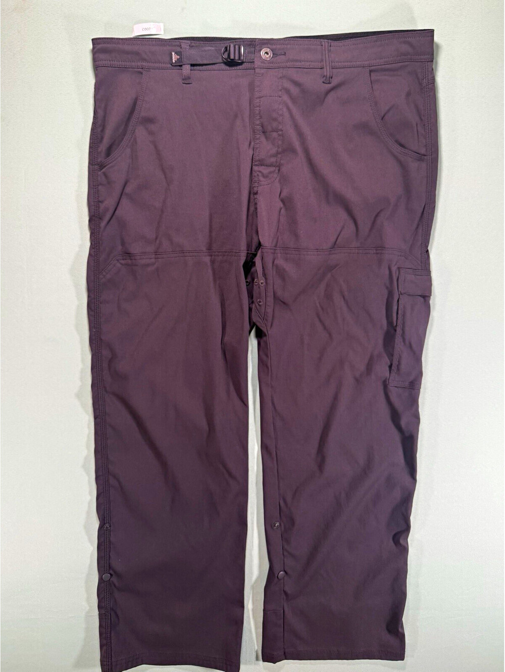 prAna Men’s Brown Cargo Pants 38 Regular, Pockets, Flat Front Button, Logo